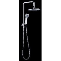 Bella Vista Dual Shower Rails Round shower head with round goose neck pipe.